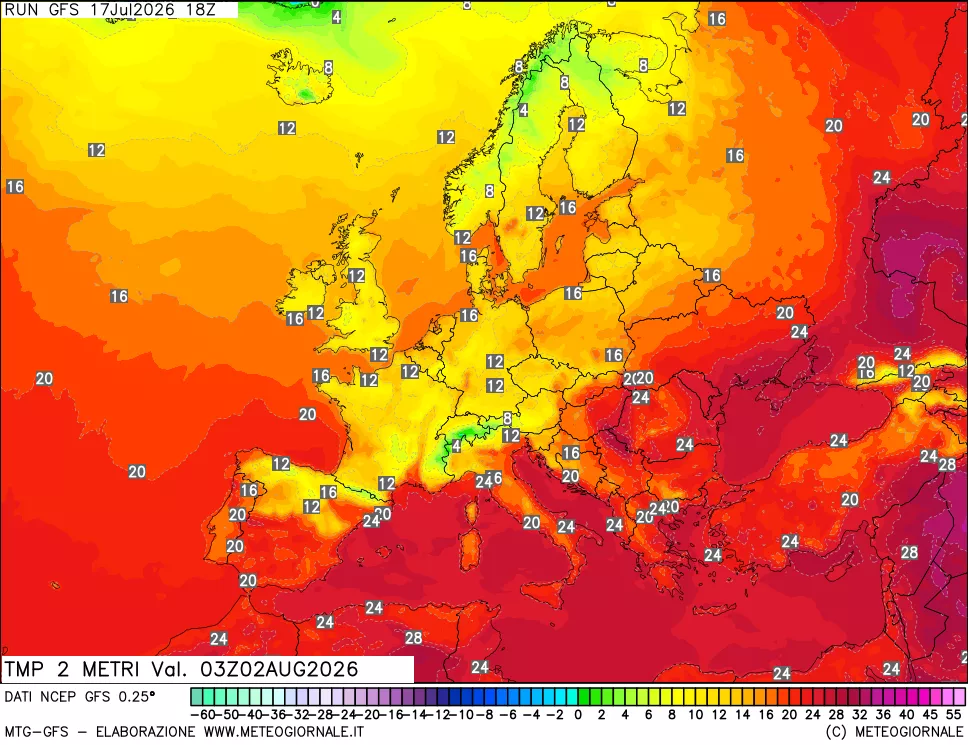 mappa Temp 2 metri