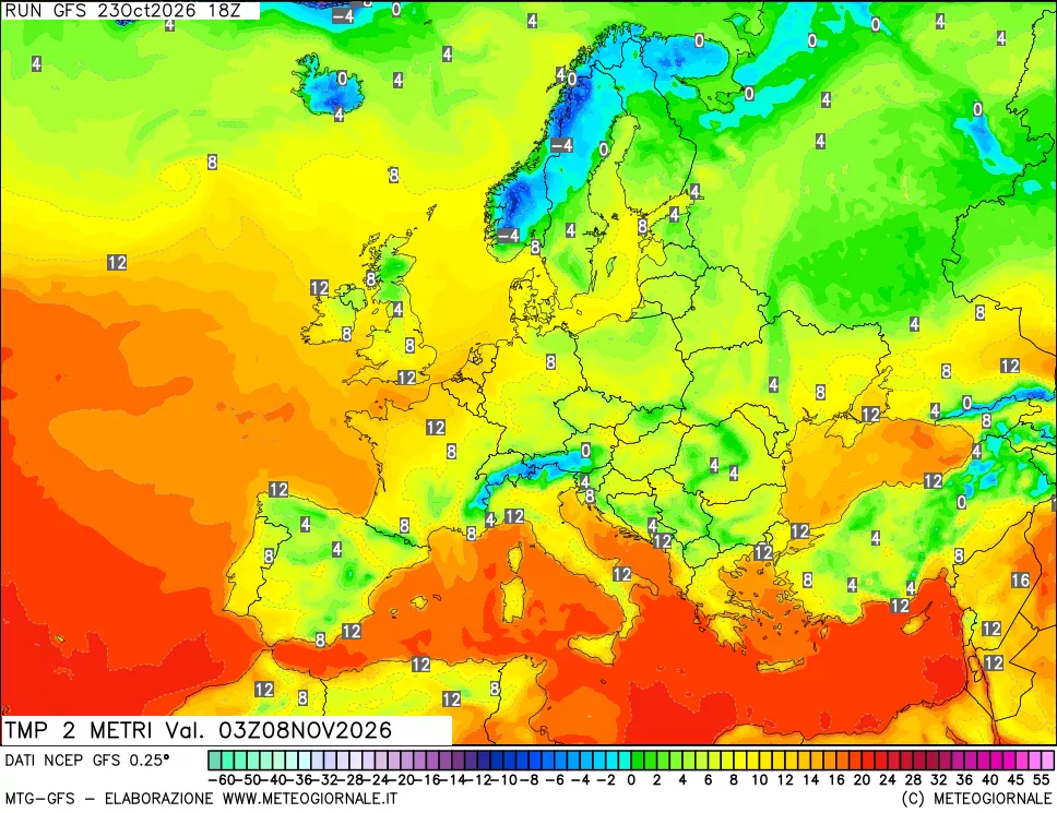 mappa Temp 2 metri