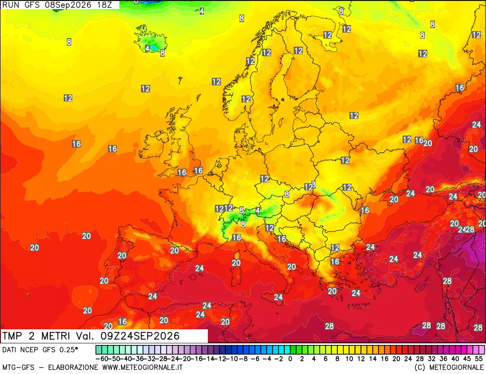 mappa Temp 2 metri