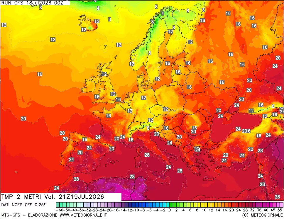 mappa Temp 2 metri