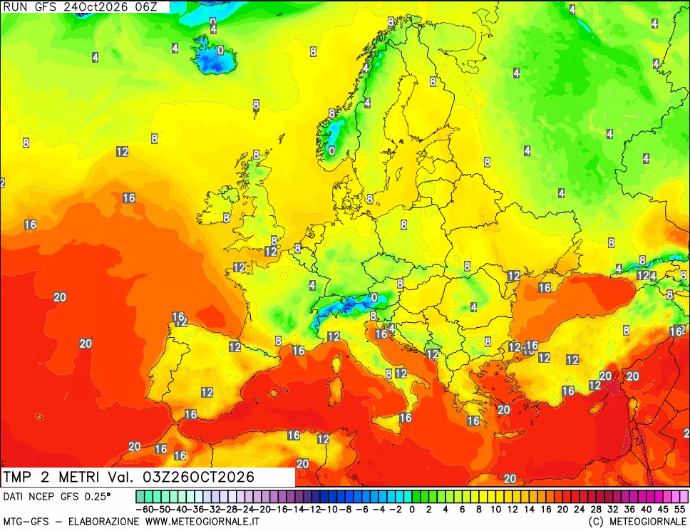 mappa Temp 2 metri