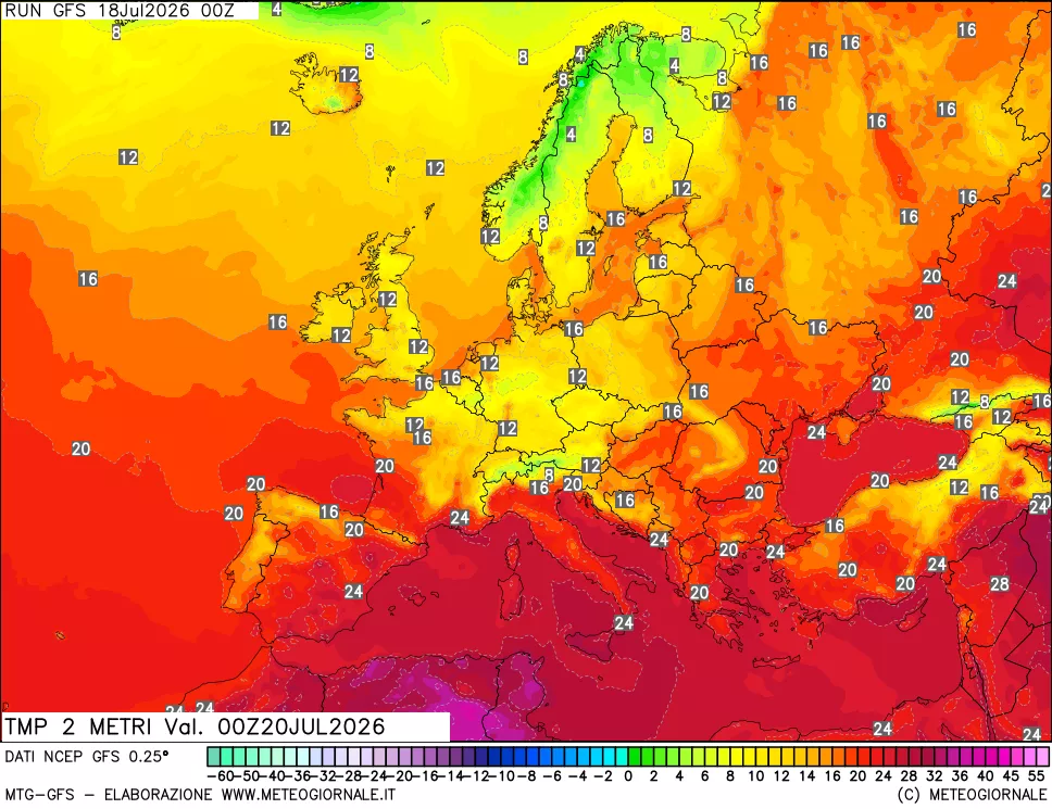 mappa Temp 2 metri