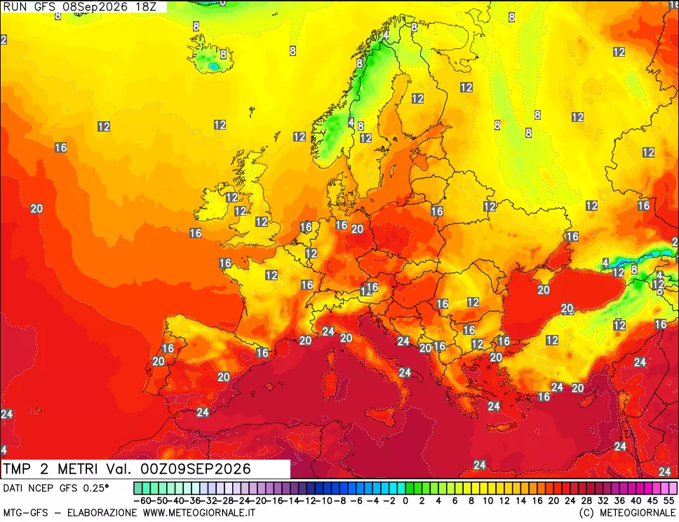 mappa Temp 2 metri