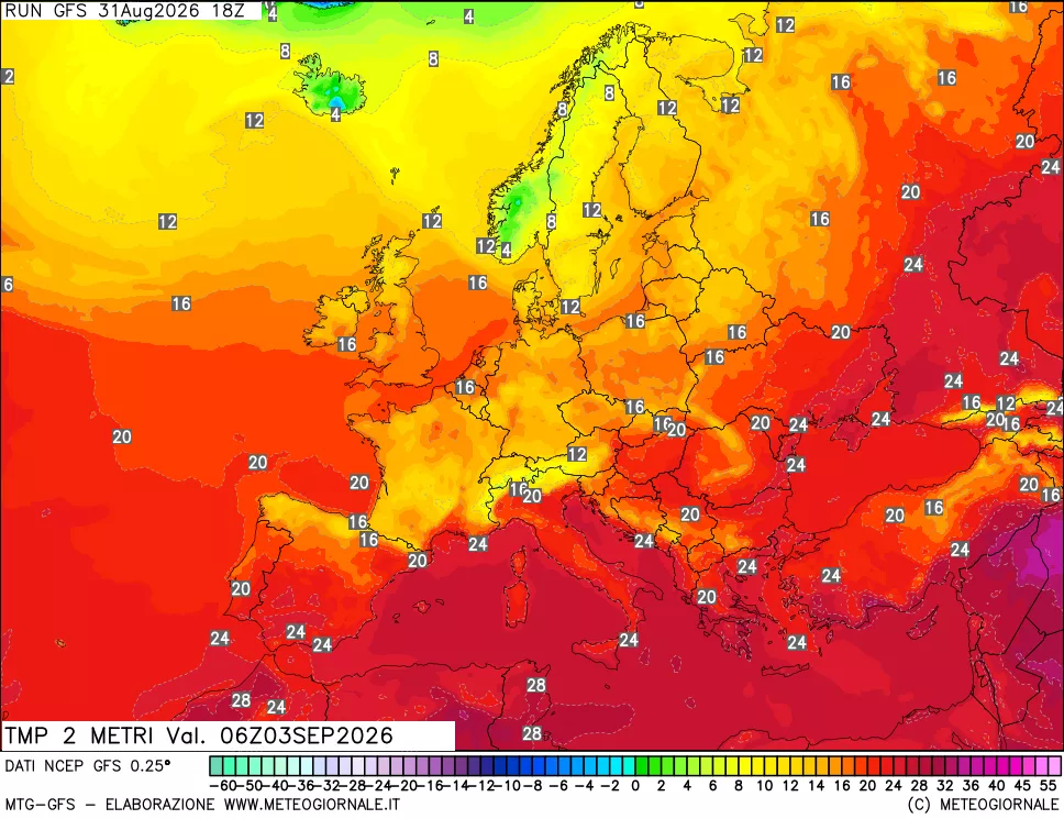 mappa Temp 2 metri