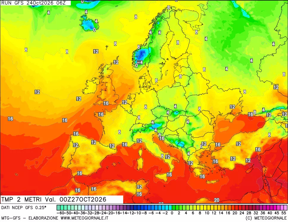 mappa Temp 2 metri