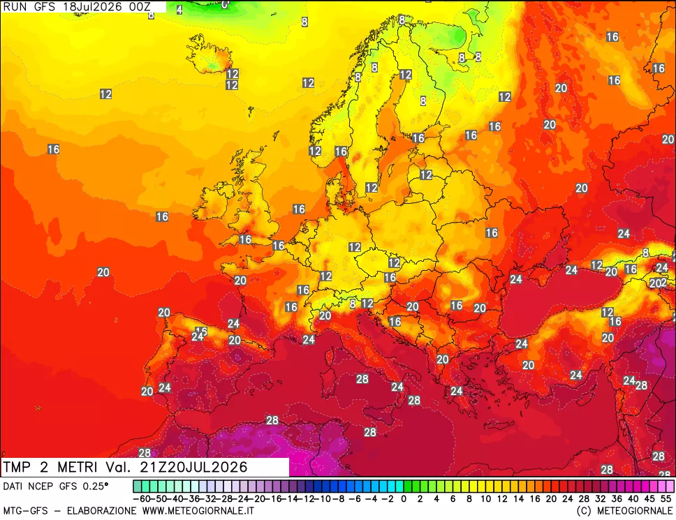 mappa Temp 2 metri