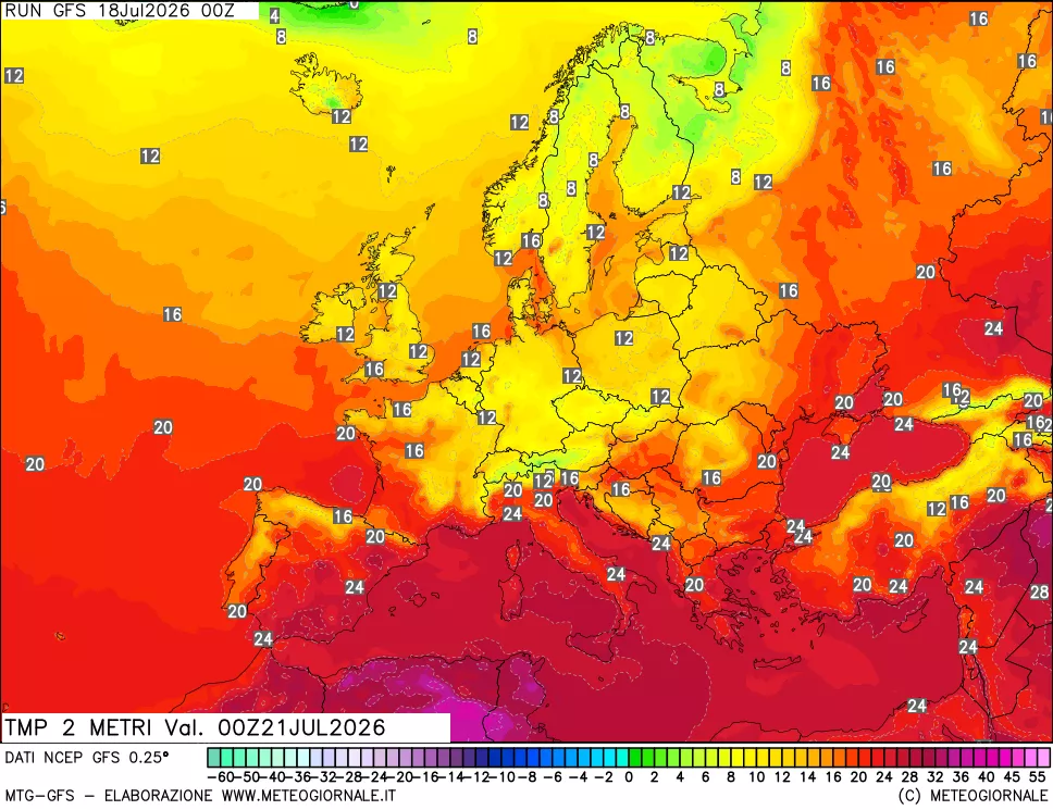 mappa Temp 2 metri