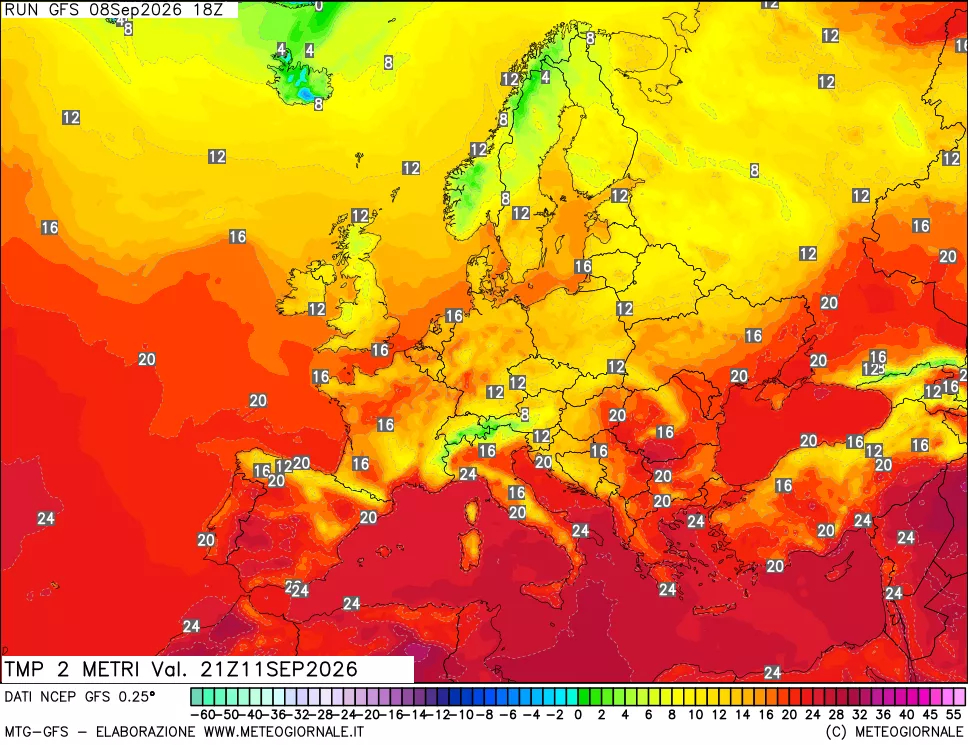mappa Temp 2 metri