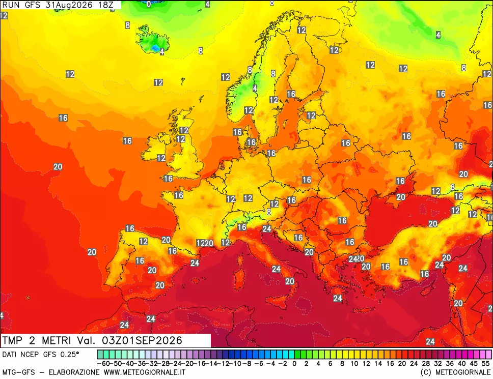 mappa Temp 2 metri