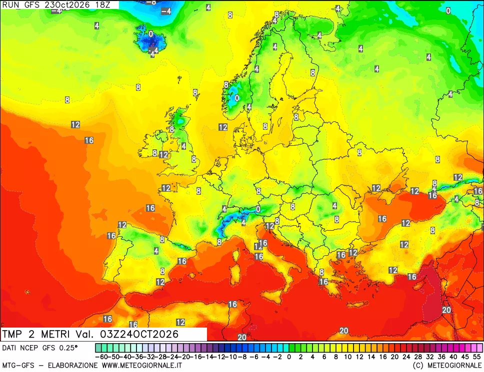 mappa Temp 2 metri