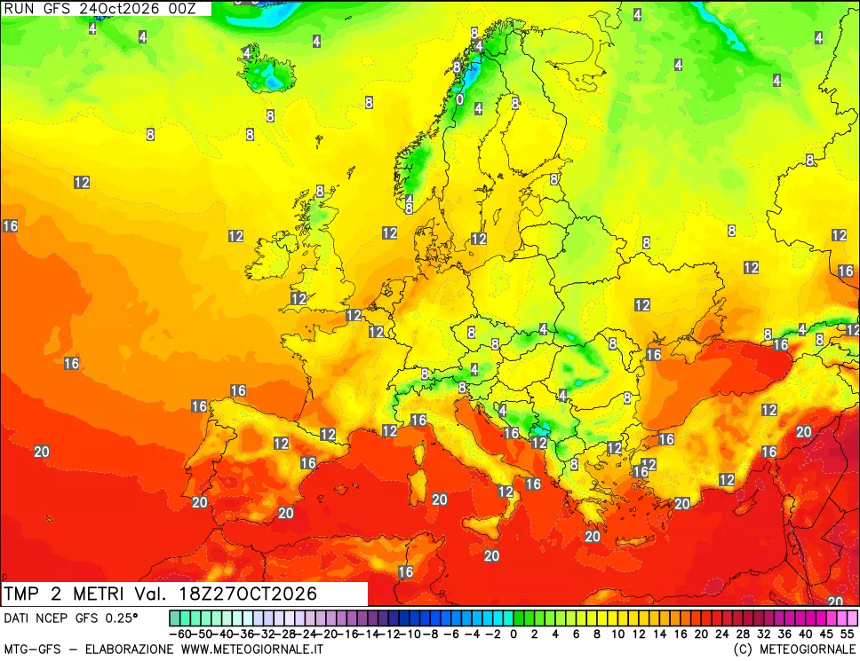 mappa Temp 2 metri