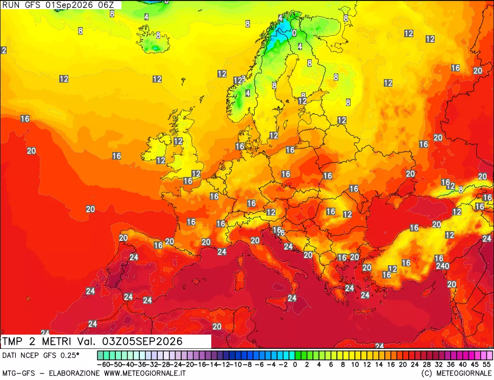 mappa Temp 2 metri