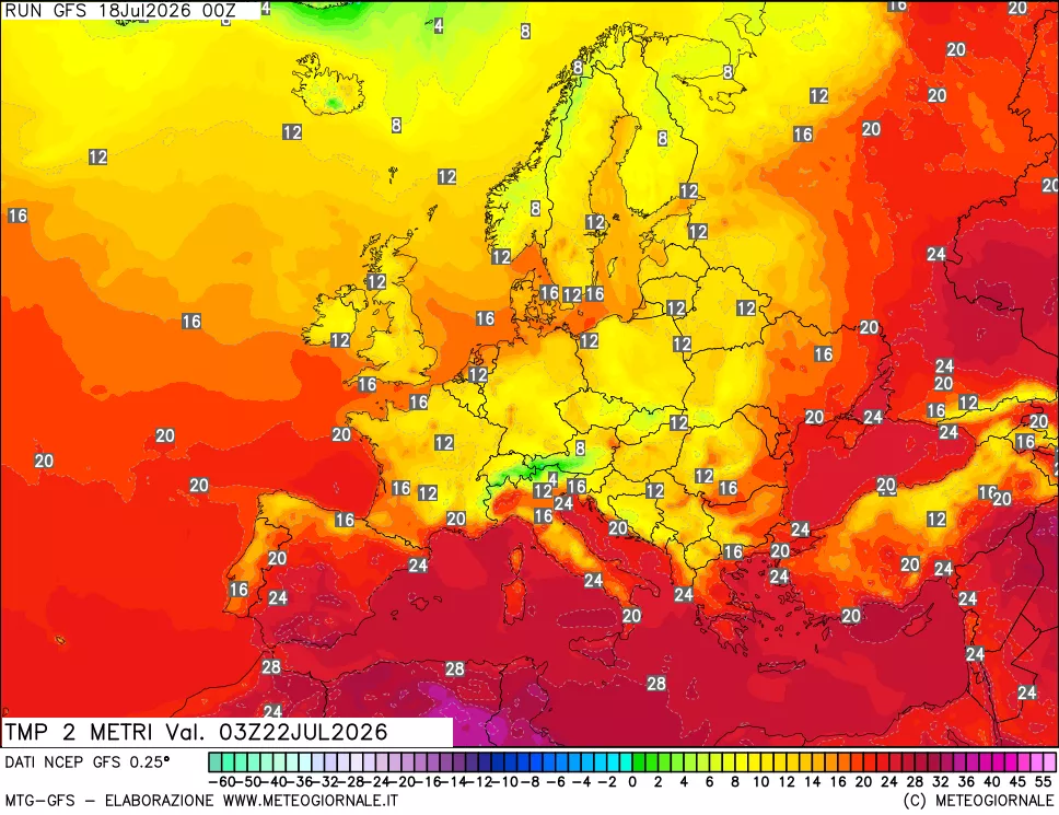 mappa Temp 2 metri