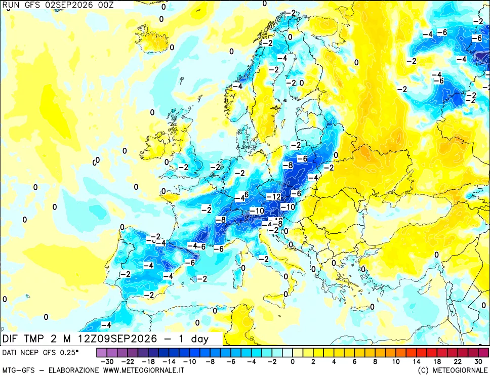 mappa Dif. Temp -24 ore