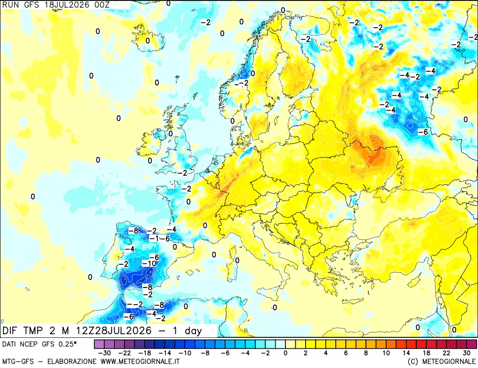 mappa Dif. Temp -24 ore