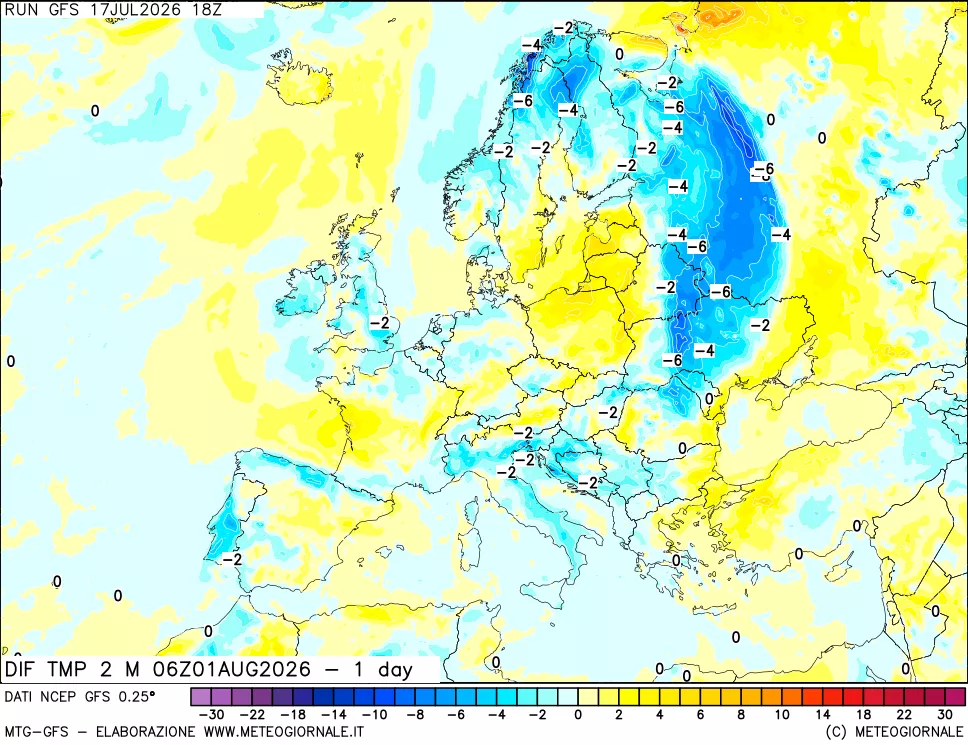 mappa Dif. Temp -24 ore