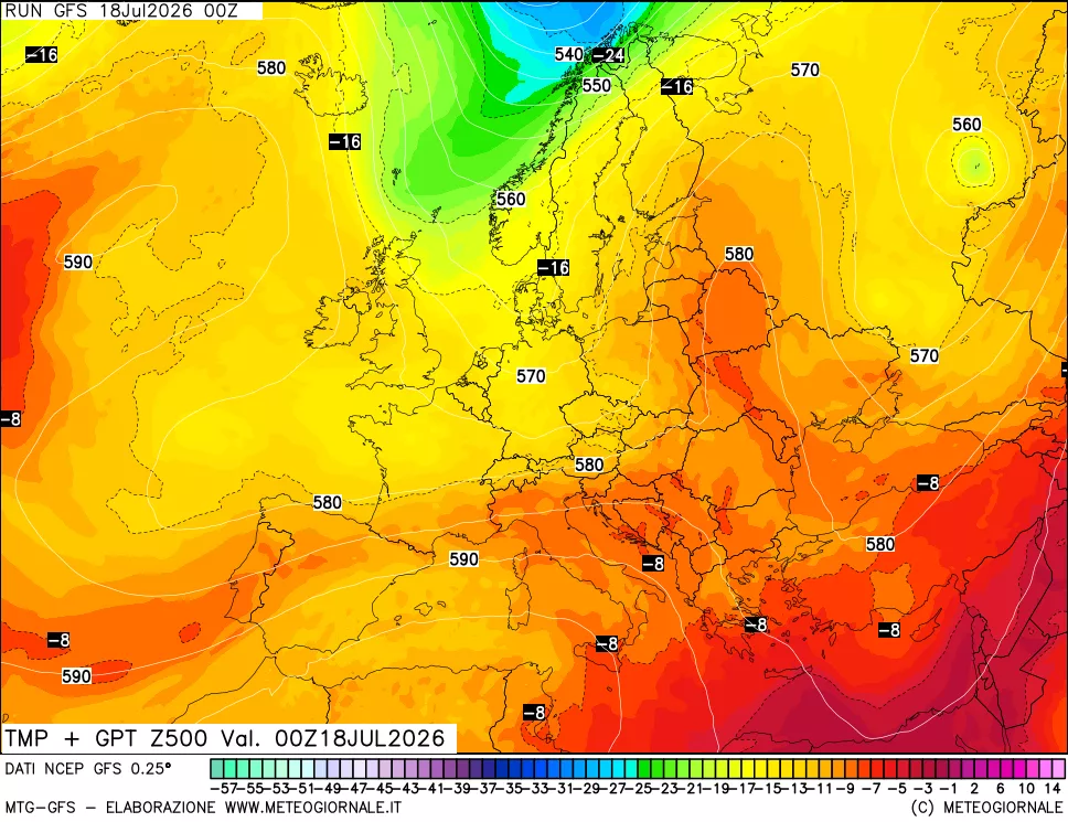 mappa 500 hPa Temp + GPT