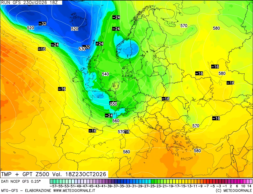 mappa 500 hPa Temp + GPT
