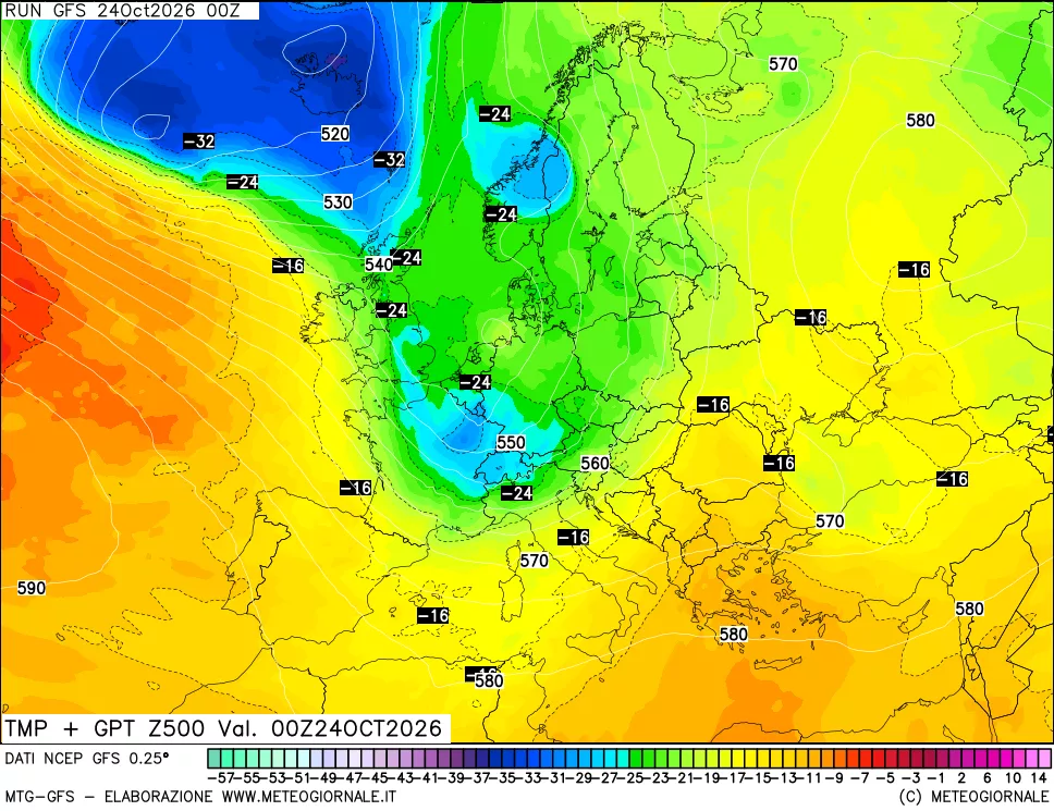mappa 500 hPa Temp + GPT