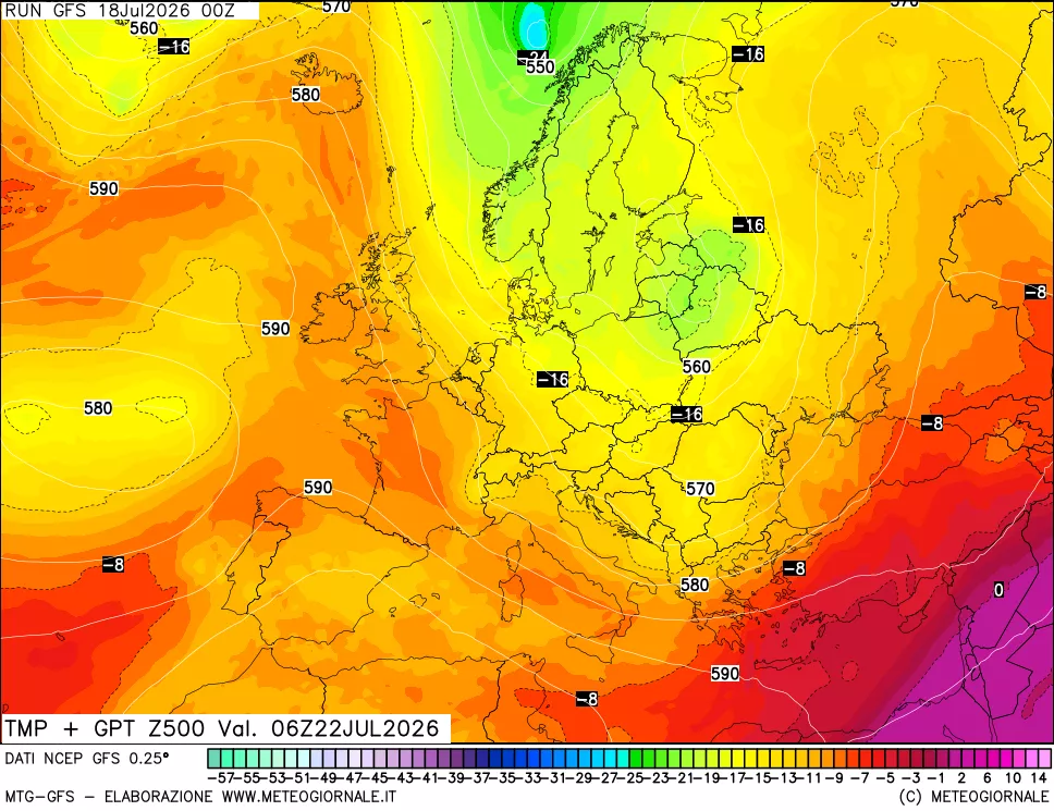 mappa 500 hPa Temp + GPT