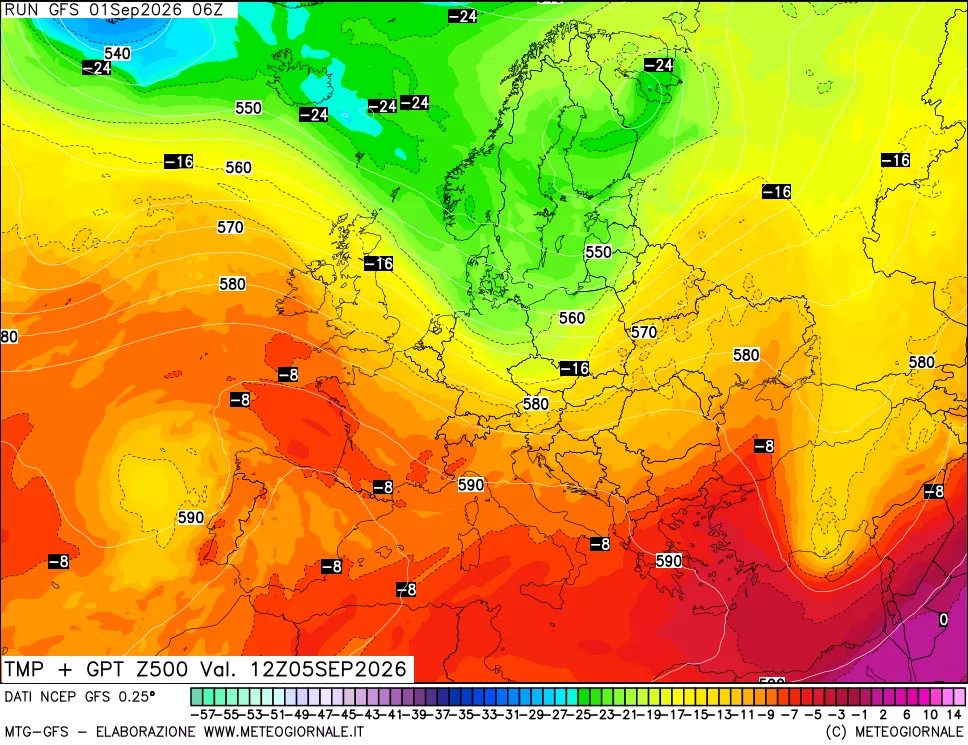 mappa 500 hPa Temp + GPT