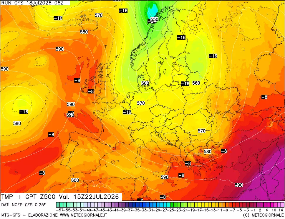 mappa 500 hPa Temp + GPT