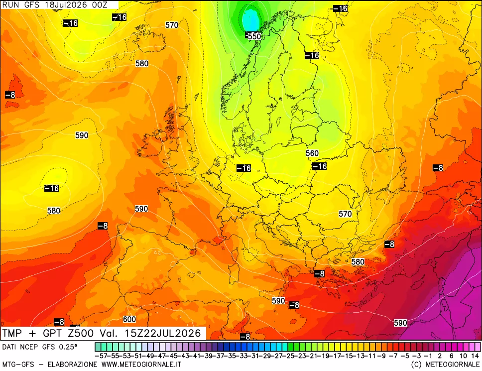 mappa 500 hPa Temp + GPT