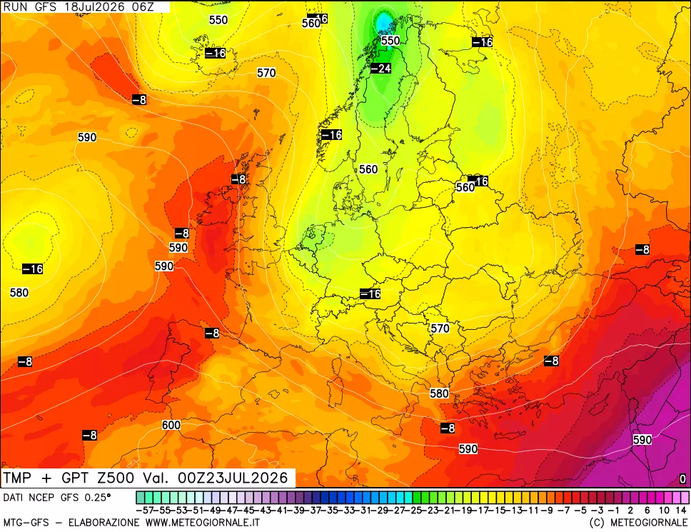 mappa 500 hPa Temp + GPT