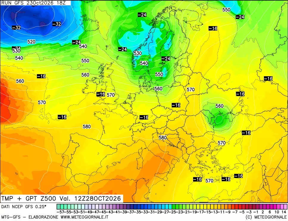mappa 500 hPa Temp + GPT