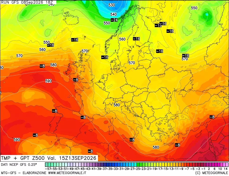 mappa 500 hPa Temp + GPT