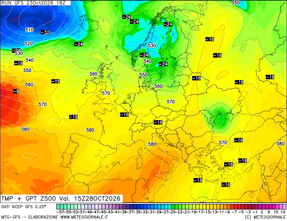 mappa 500 hPa Temp + GPT