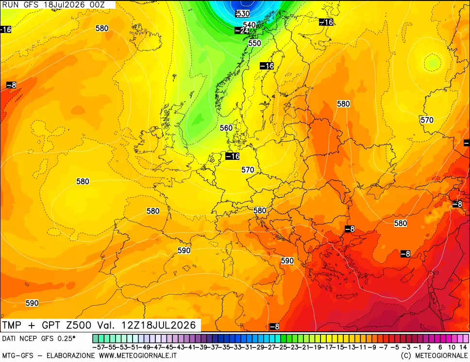 mappa 500 hPa Temp + GPT