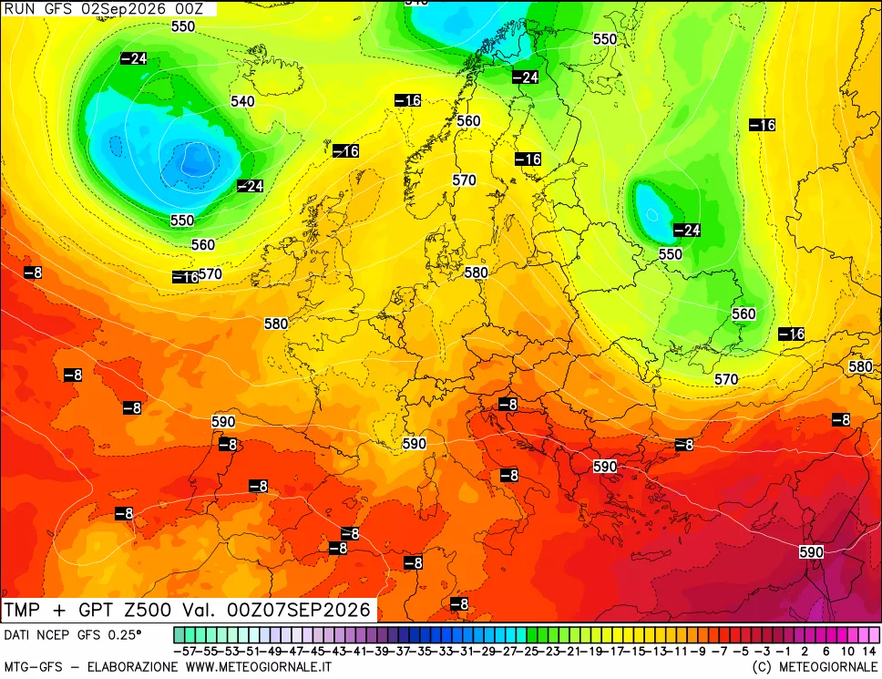 mappa 500 hPa Temp + GPT