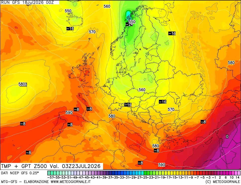 mappa 500 hPa Temp + GPT