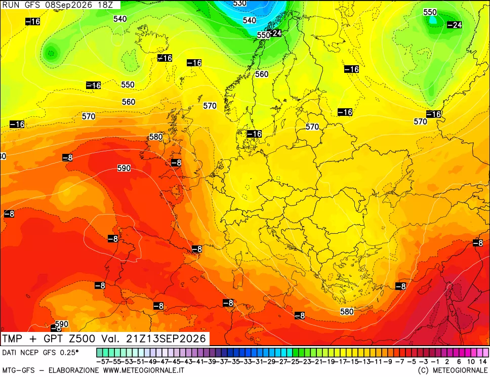 mappa 500 hPa Temp + GPT
