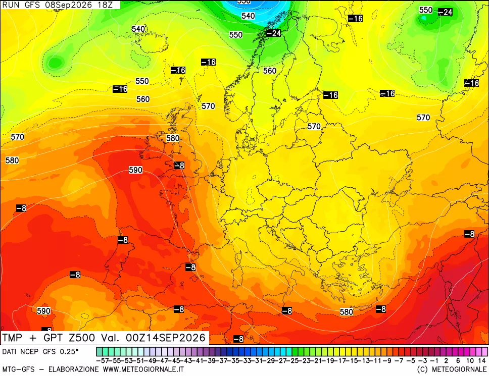 mappa 500 hPa Temp + GPT