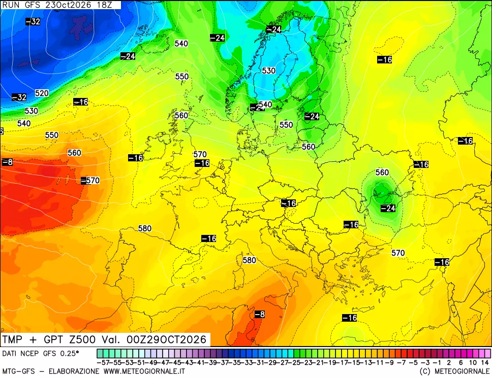 mappa 500 hPa Temp + GPT