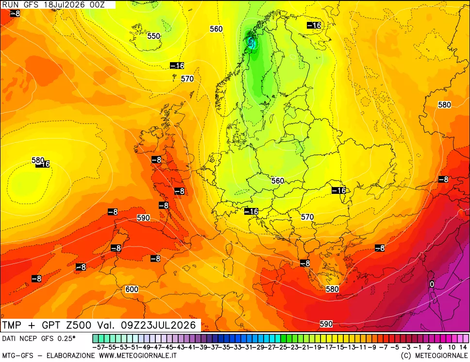 mappa 500 hPa Temp + GPT