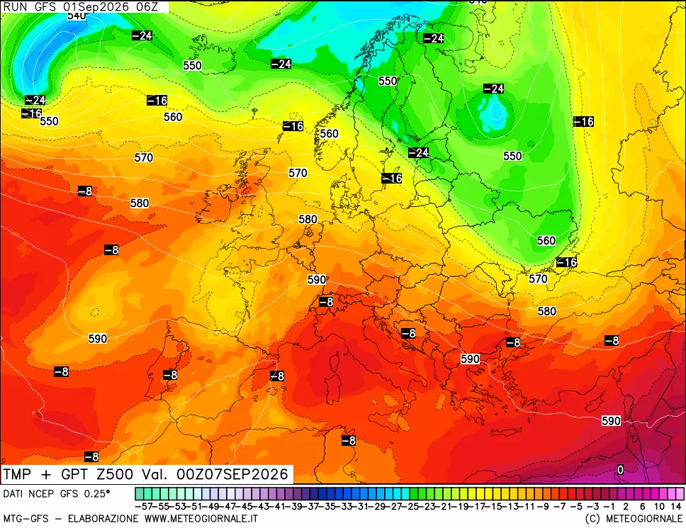 mappa 500 hPa Temp + GPT