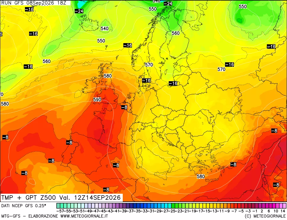 mappa 500 hPa Temp + GPT