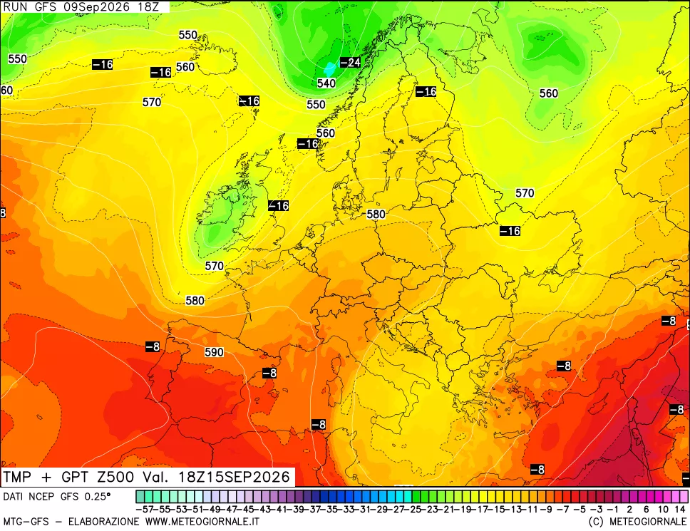 mappa 500 hPa Temp + GPT
