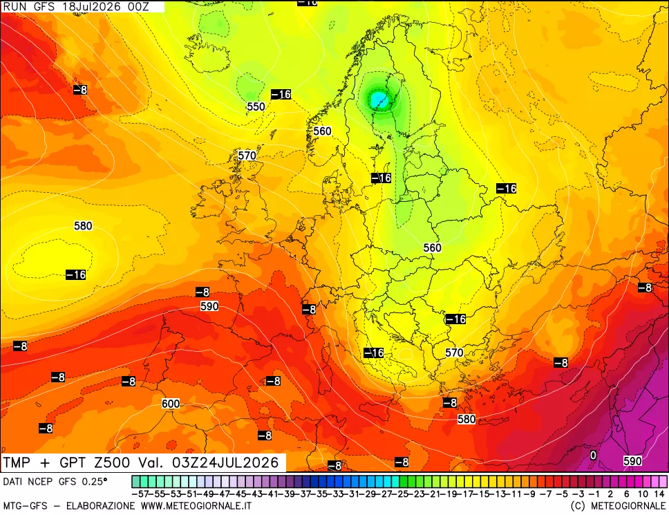 mappa 500 hPa Temp + GPT