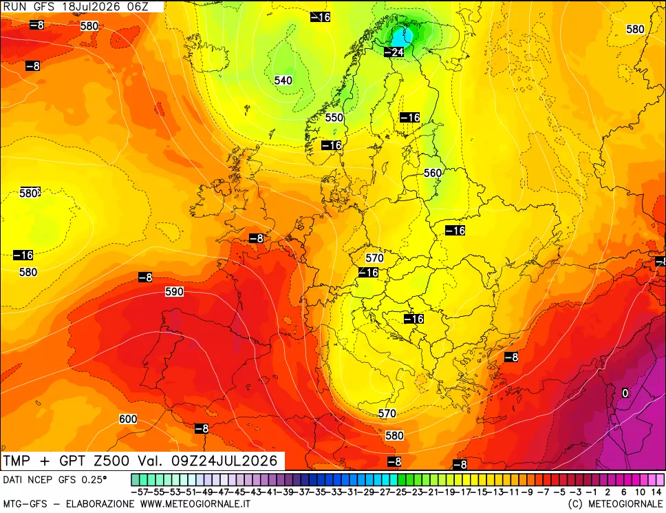 mappa 500 hPa Temp + GPT