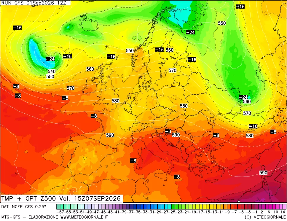 mappa 500 hPa Temp + GPT