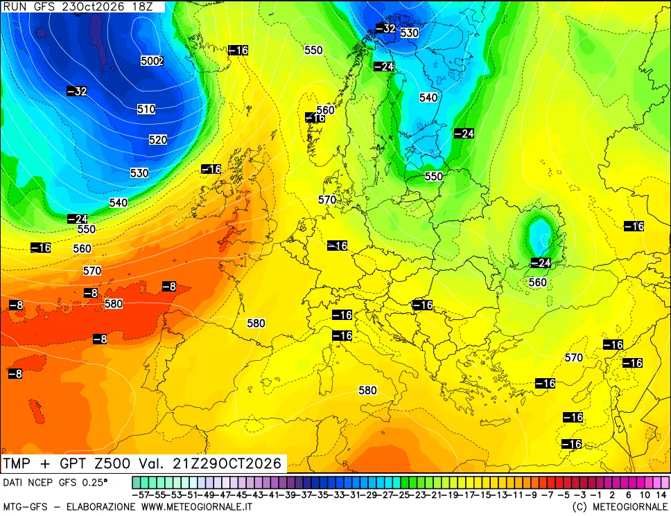 mappa 500 hPa Temp + GPT