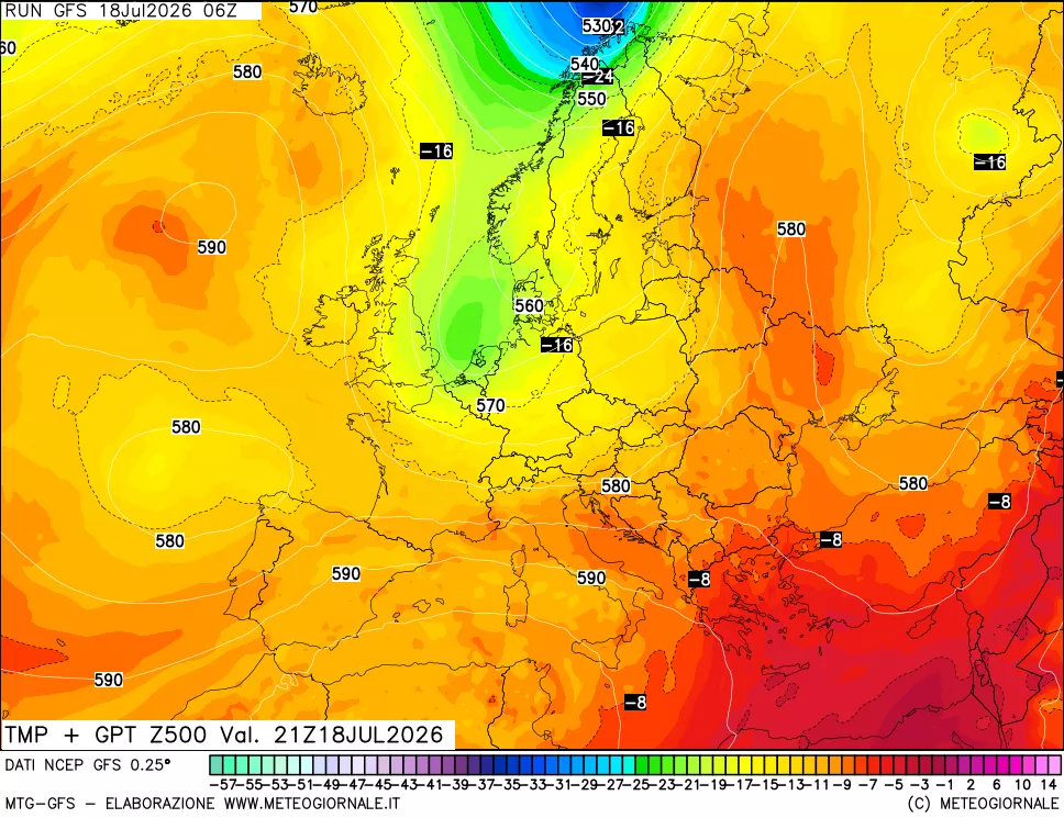 mappa 500 hPa Temp + GPT