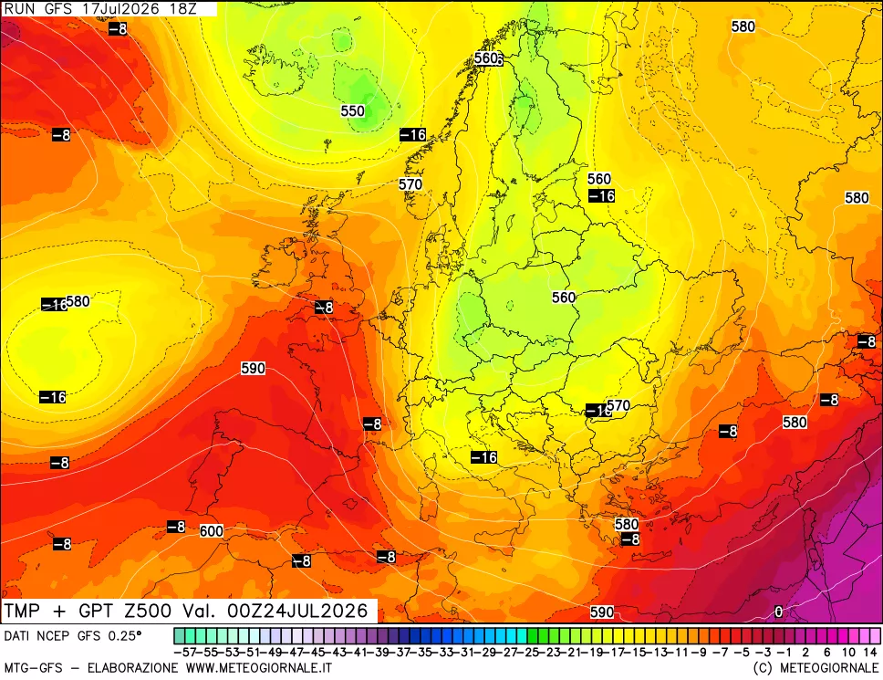 mappa 500 hPa Temp + GPT