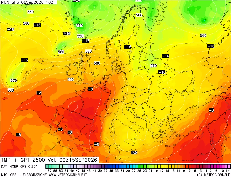 mappa 500 hPa Temp + GPT