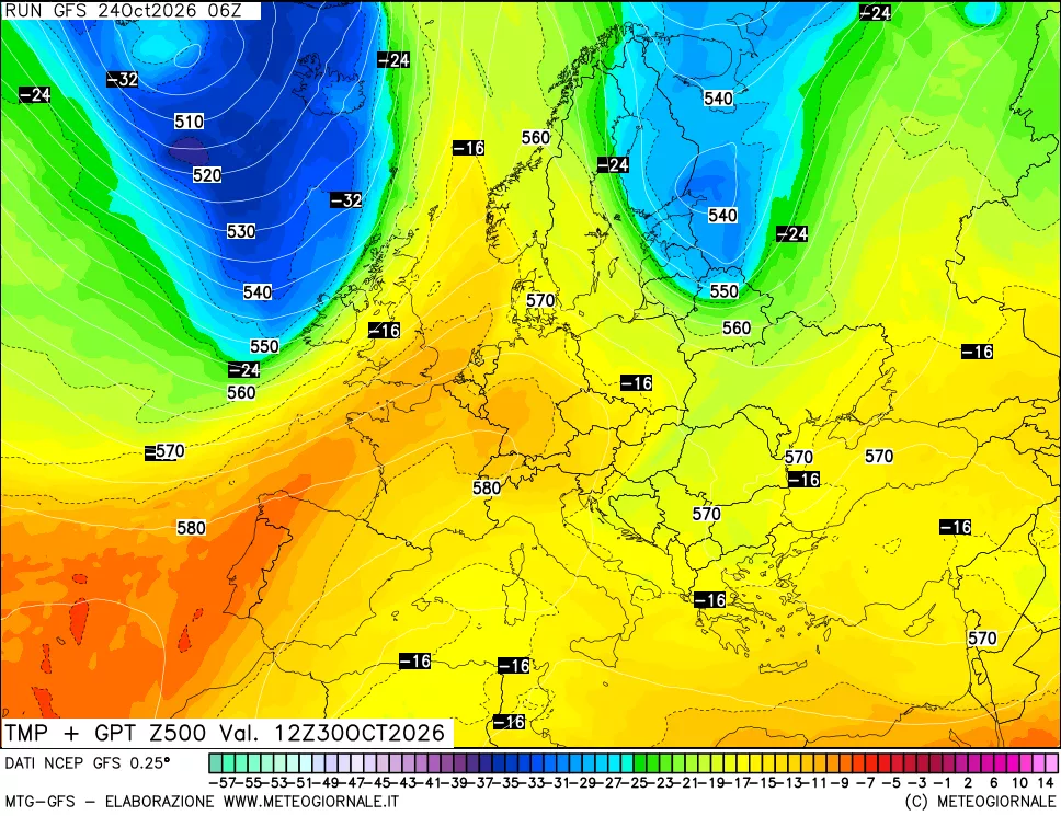 mappa 500 hPa Temp + GPT