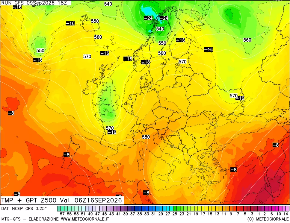 mappa 500 hPa Temp + GPT
